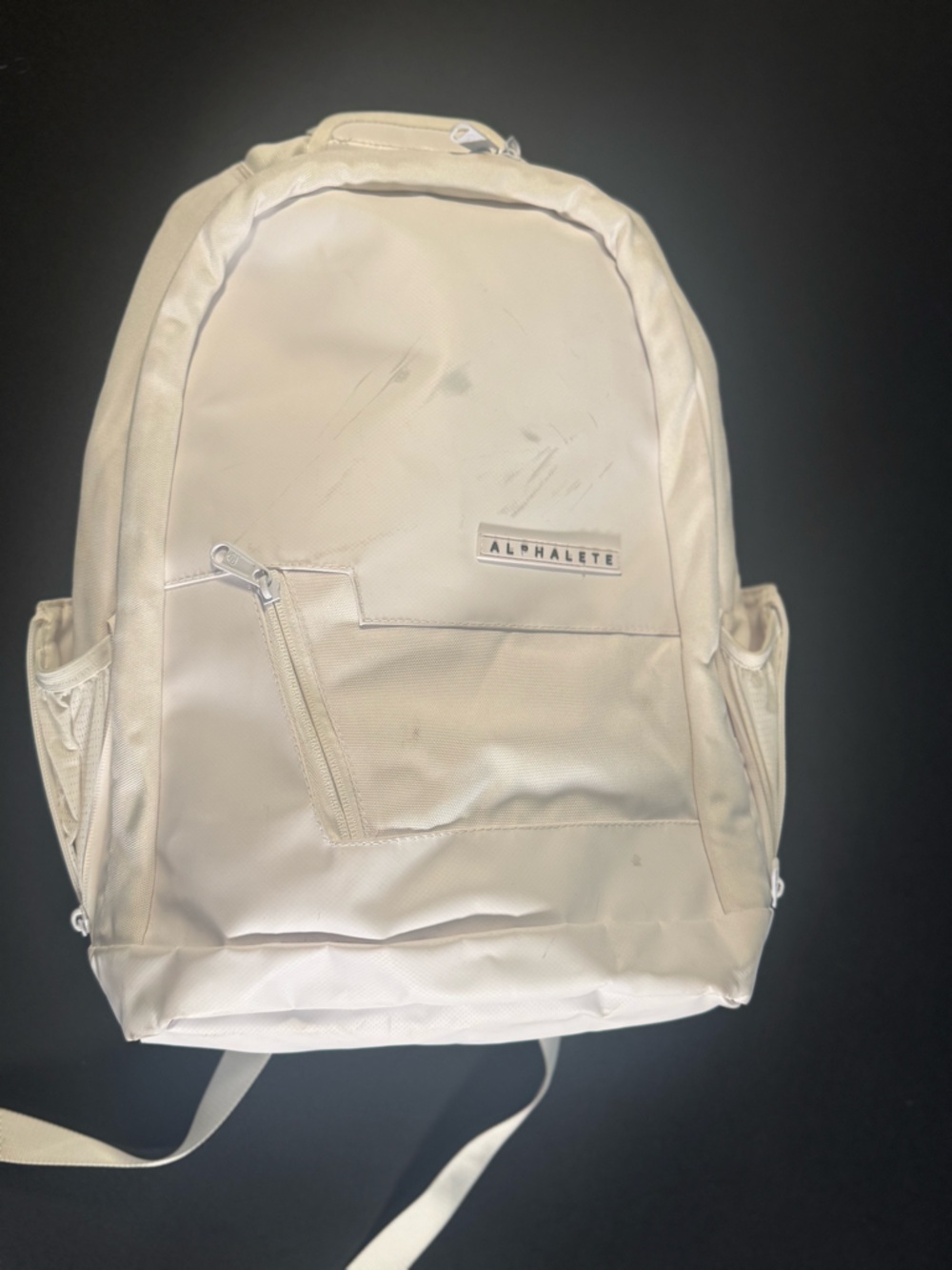 Alphalete Men's White Backpack with Front Zip Pocket